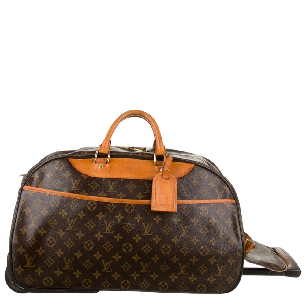 Louis Vuitton Monogram Rolling Travel Bag in Brown and Tan Leather